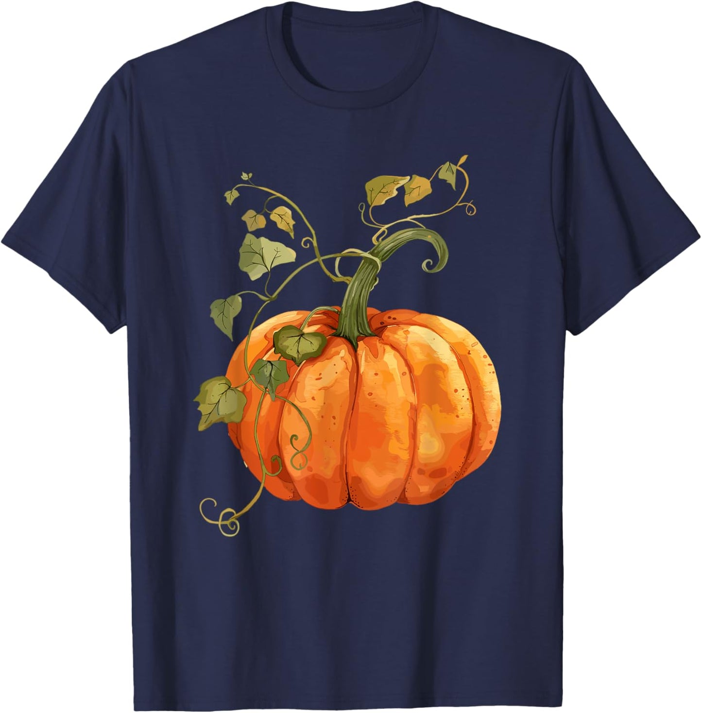 Vintage Pumpkin Autumn Harvest Fall Thanksgiving Design T-Shirt - T-Shirt | Navy