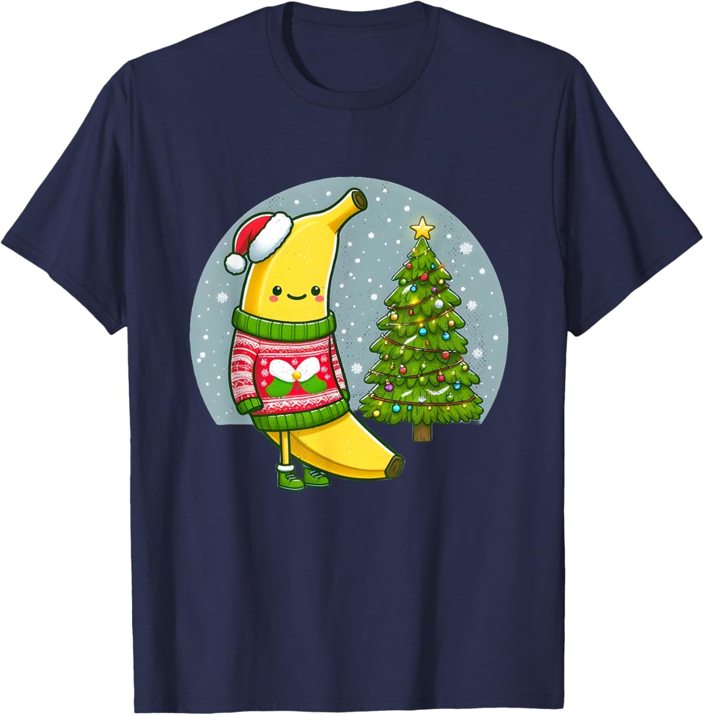 Banana in Ugly Christmas Sweater T-Shirt - T-Shirt | Navy