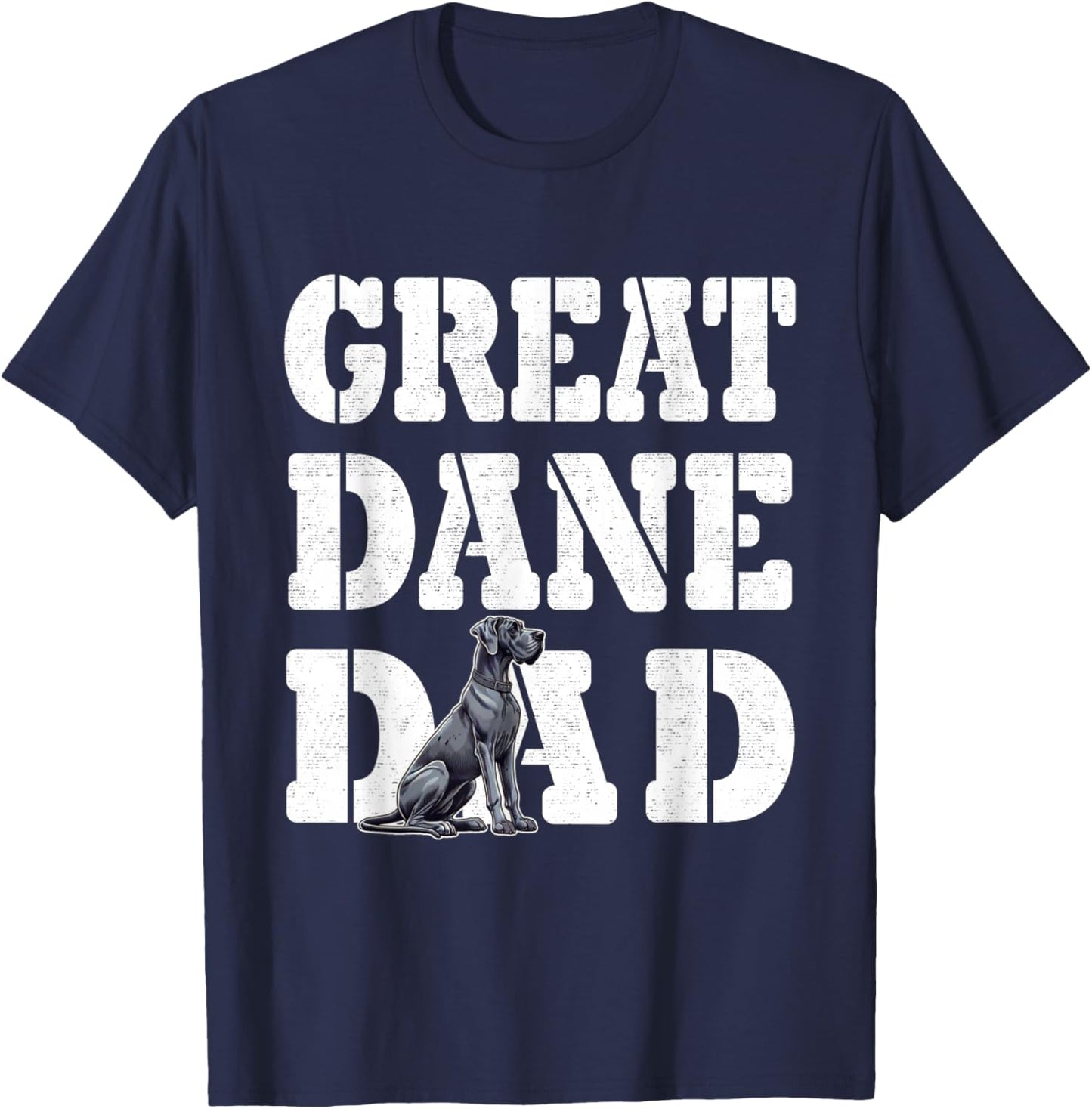 Blue Great Dane Dad, Giant Dog Lover, Jowls Big Dog Father T-Shirt - T-Shirt | Navy