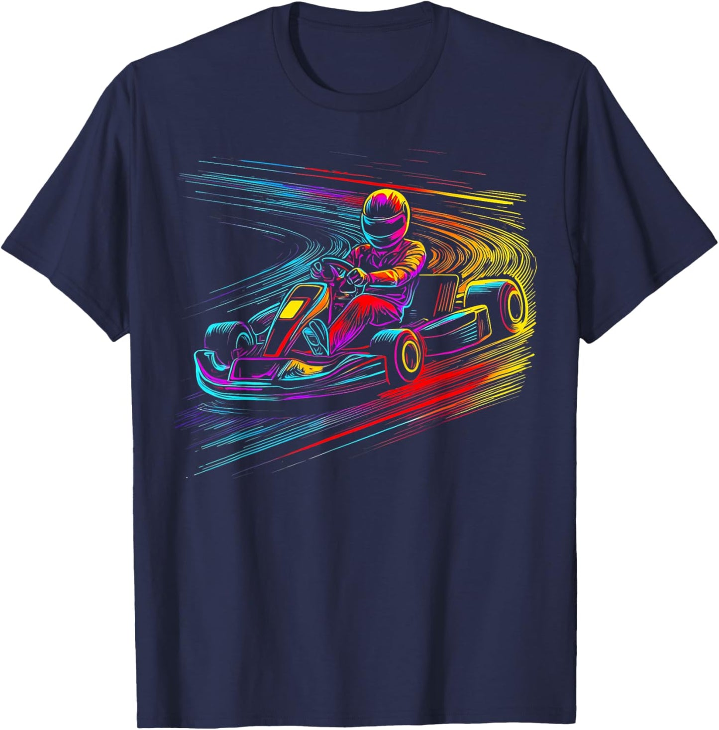 Go Kart Racing Racer Go Karting Popart Colorful T-Shirt - T-Shirt | Navy