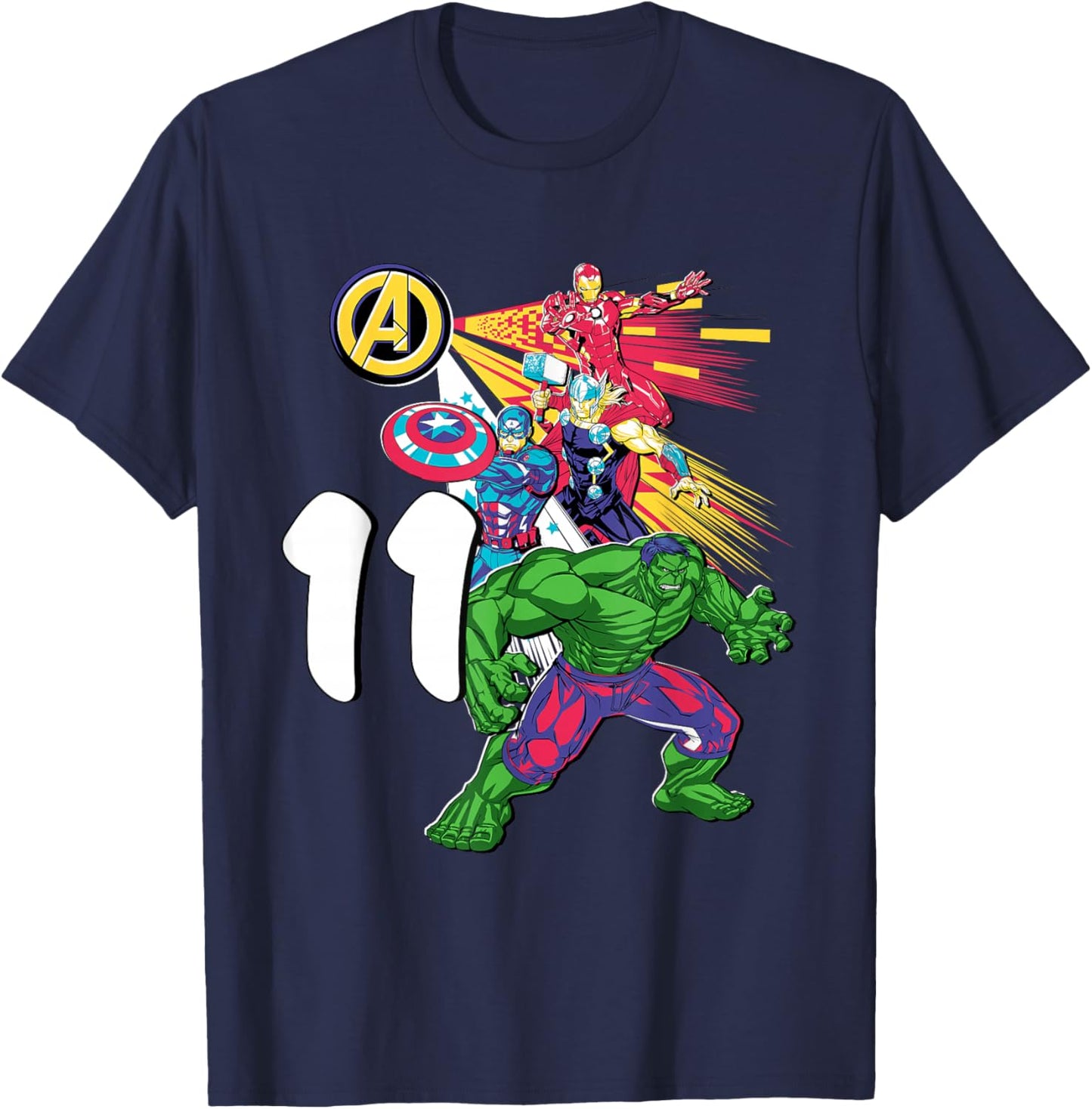 Marvel Super Heroes Avengers 11 Year Old Eleventh Birthday T-Shirt - T-Shirt | Navy