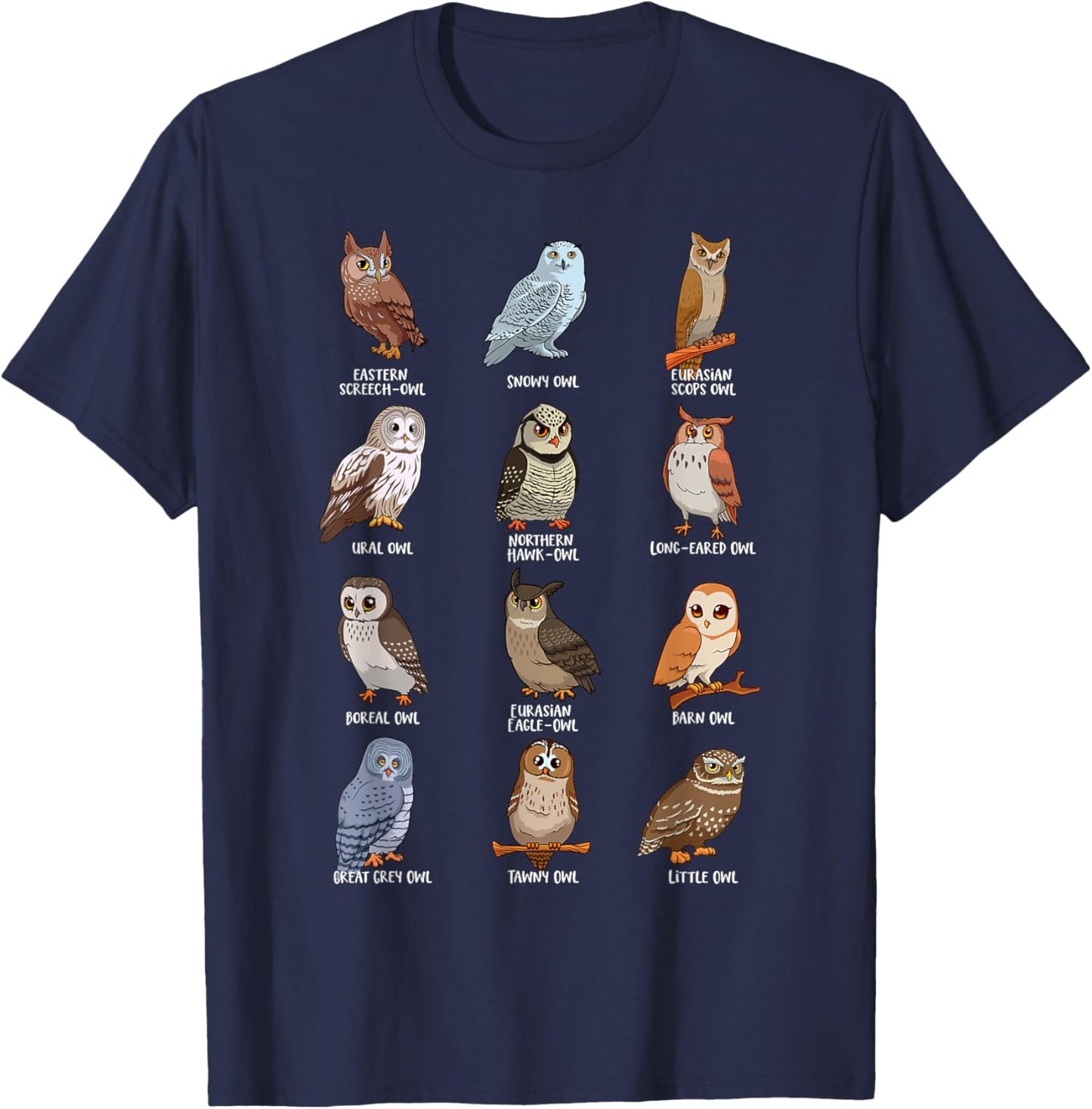 Cartoon Kawaii owls - Owl motif T-Shirt - T-Shirt | Navy