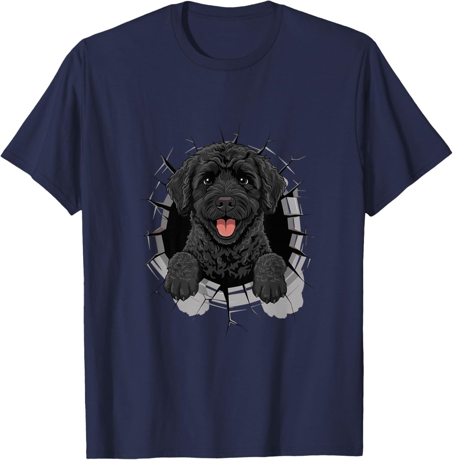 Cracked Wall Portuguese Water Dog Portie T-Shirt - T-Shirt | Navy