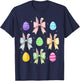 Retro Easter Day Cute Easter Eggs Coquette Bow Girl Women T-Shirt - T-Shirt | Navy