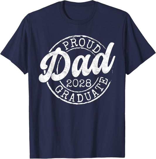 Proud Dad of 2028 Graduate Stamp Senior Dad 28 Graduation T-Shirt - T-Shirt | Navy