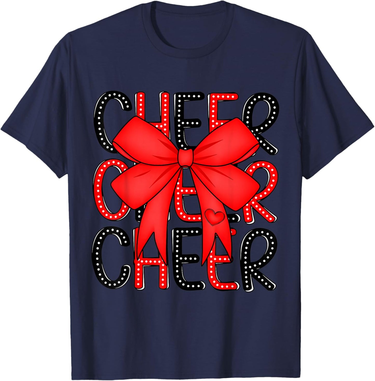 Coquette Cheer Shirt Black and Red Team Cheerleading T-Shirt - T-Shirt | Navy