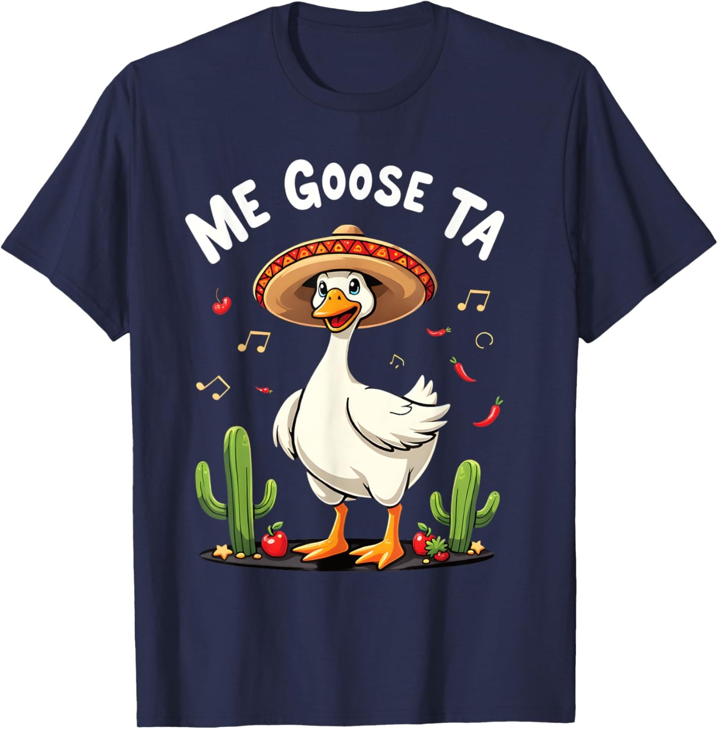 Me Goose Ta Fiesta Fun Goose and Cactus T-Shirt - T-Shirt | Navy