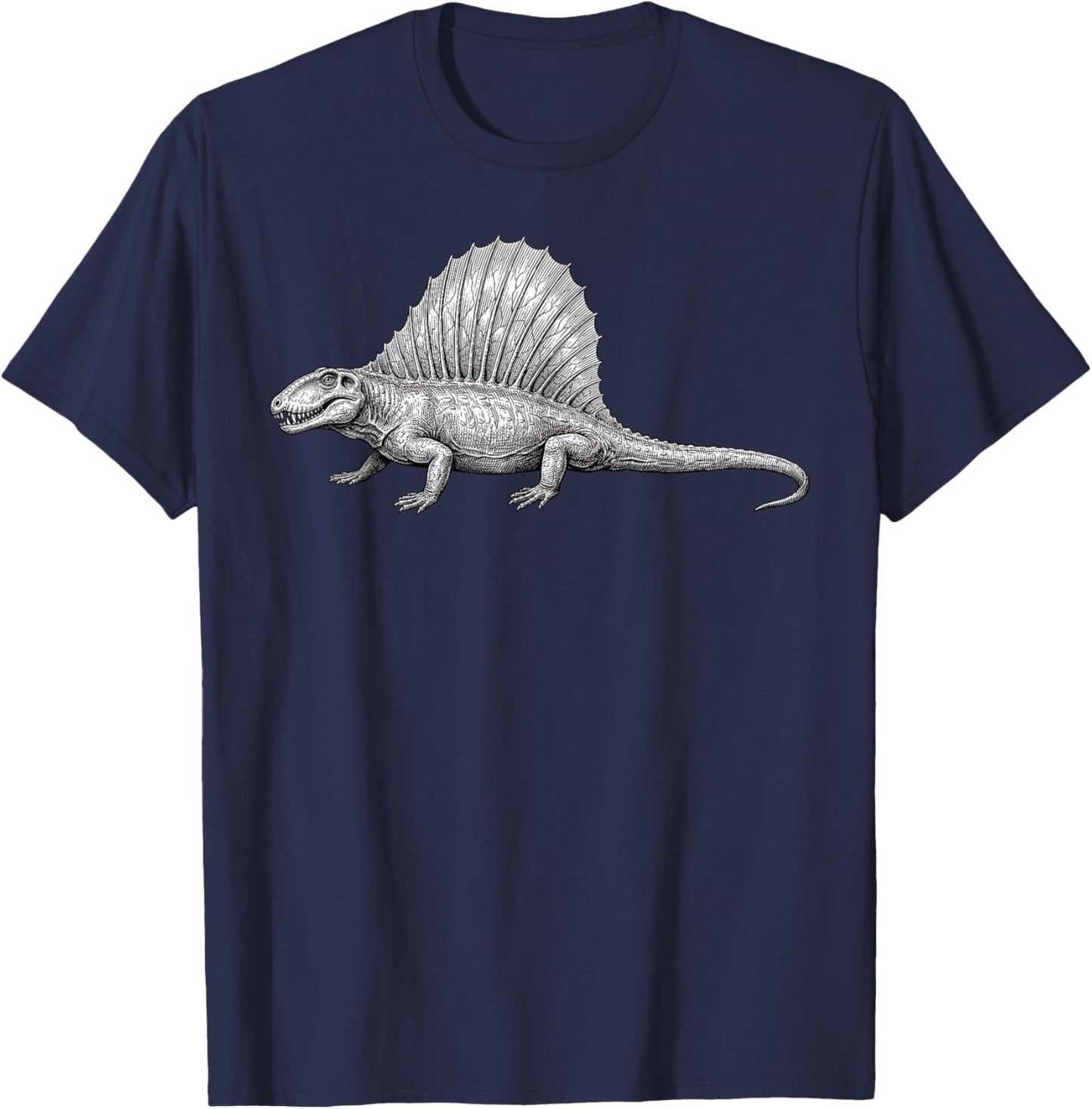 Dimetrodon Fossil – Permian Synapsid Reptile Art T-Shirt - T-Shirt | Navy