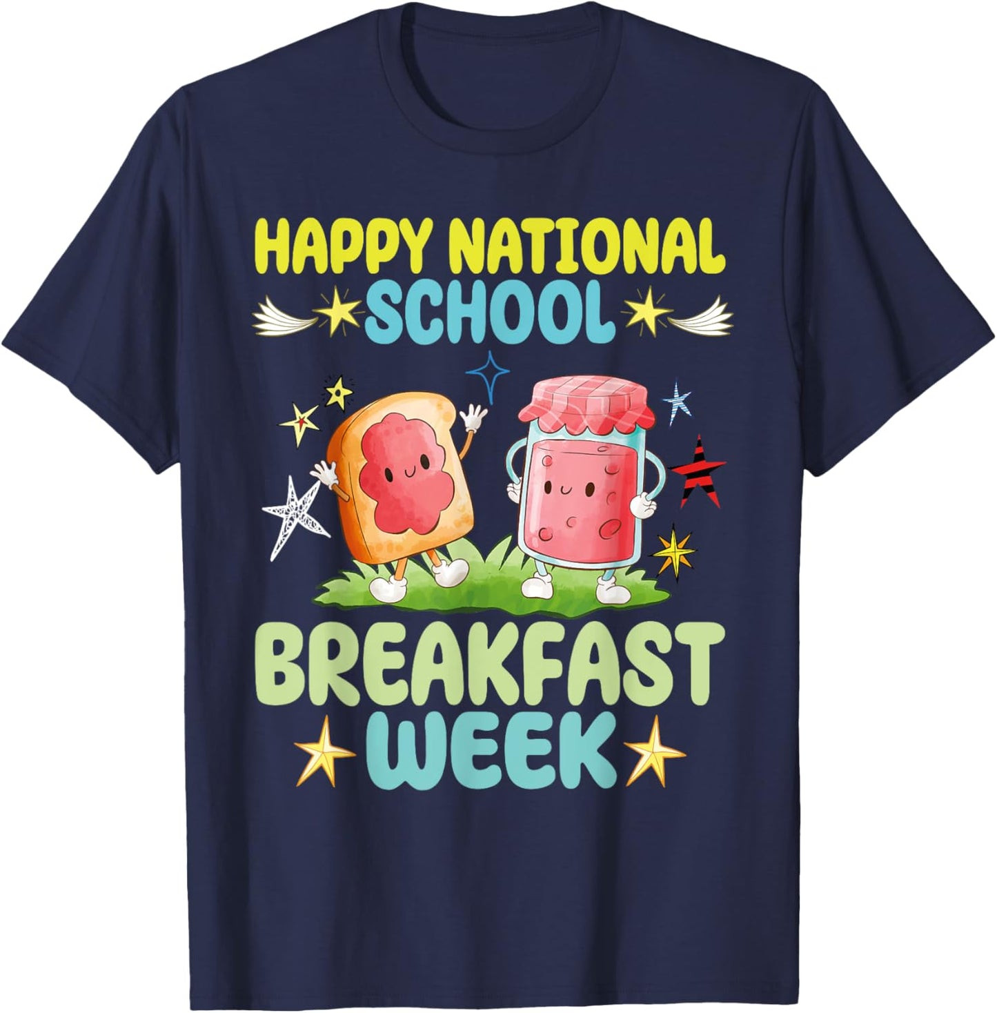 Happy National School Breakfast Week 2025 Fun Design T-Shirt - T-Shirt | Navy