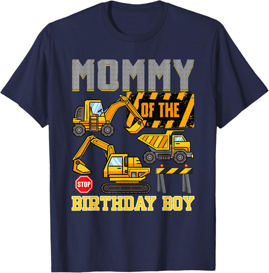 Mommy of The Birthday Boy Construction Worker Birthday T-Shirt - T-Shirt | Navy