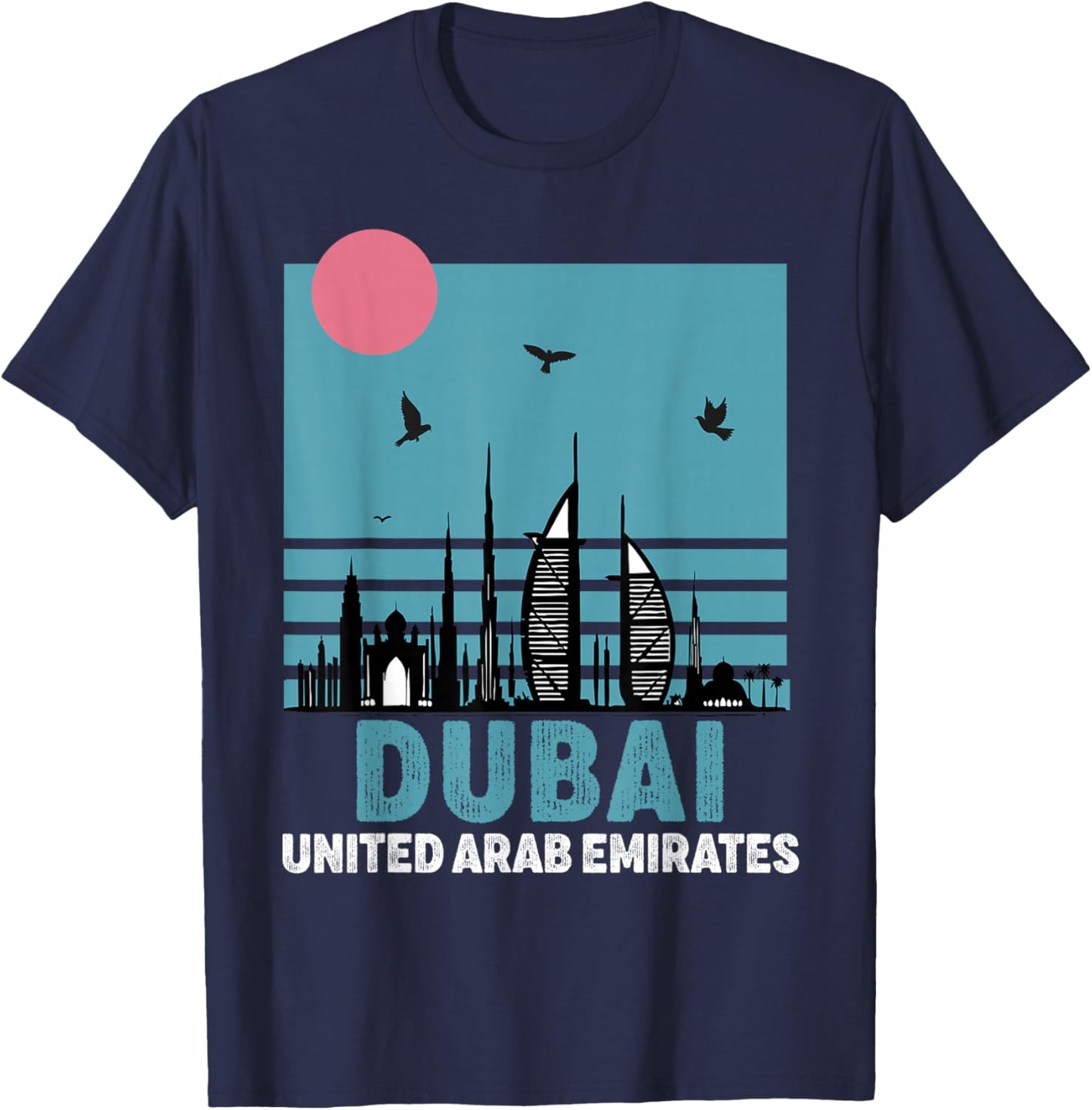 Dubai Souvenir Skyline UAE United Arab Emirate Reminder T-Shirt - T-Shirt | Navy