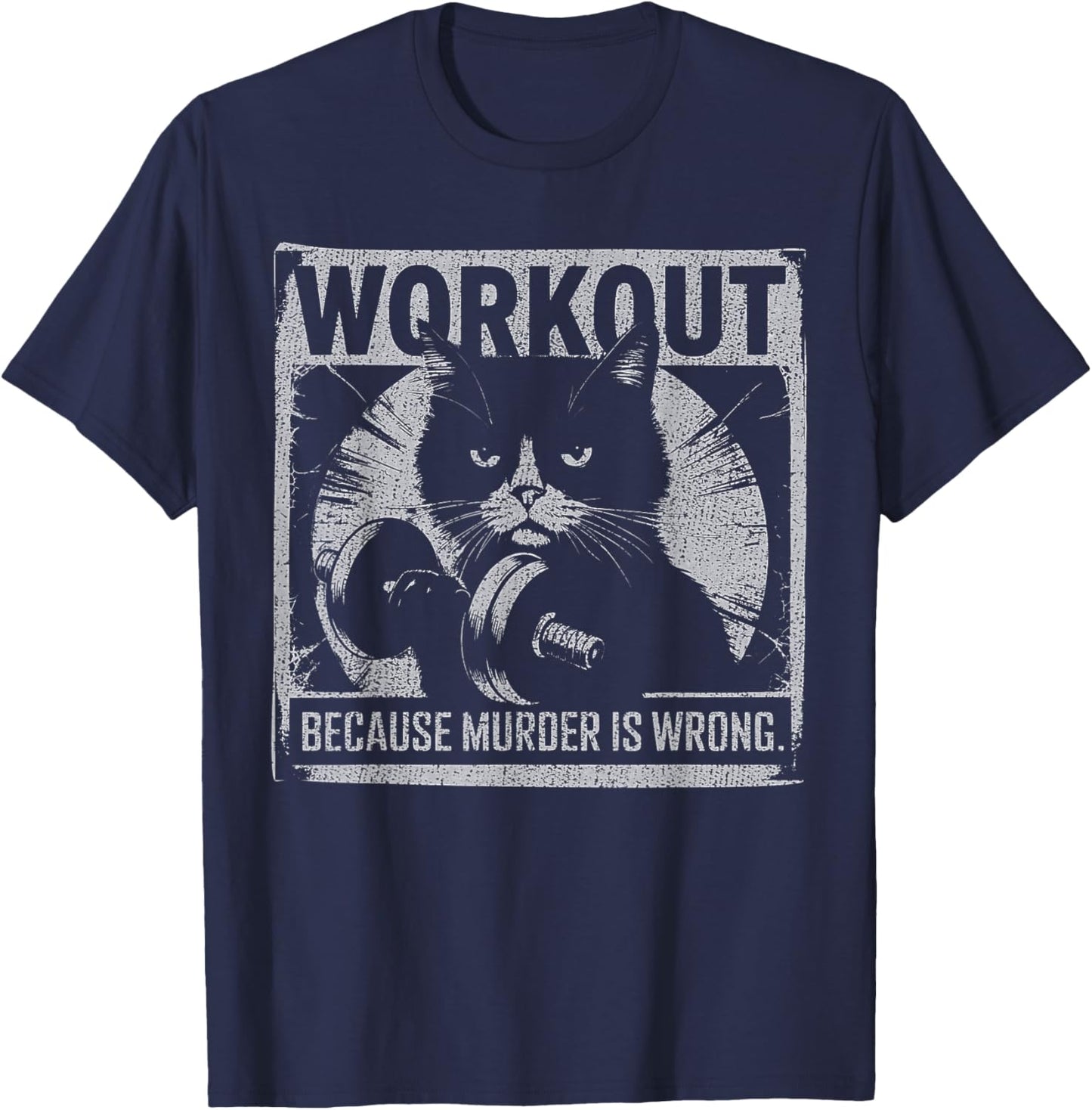 Funny Gym Parody Graphic For Cat Lovers, Ironic Workout Meme Women T-Shirt - T-Shirt | Navy