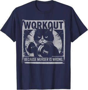Funny Gym Parody Graphic For Cat Lovers, Ironic Workout Meme Women T-Shirt - T-Shirt | Navy
