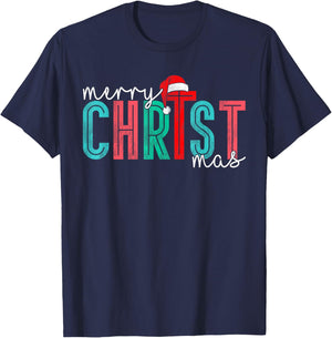 Merry Christ Mas Christian God Matching Christmas Family T-Shirt - T-Shirt | Navy