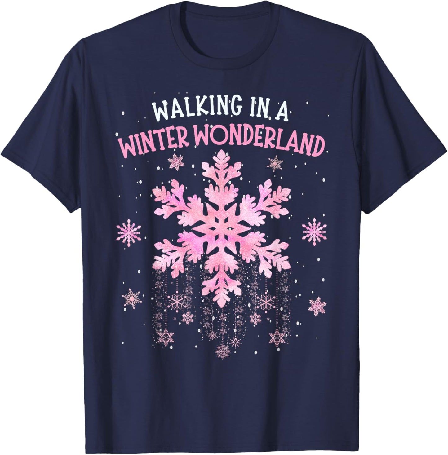 Walking In A Winter Wonderland Tie Dye Snowflake Christmas T-Shirt - T-Shirt | Navy