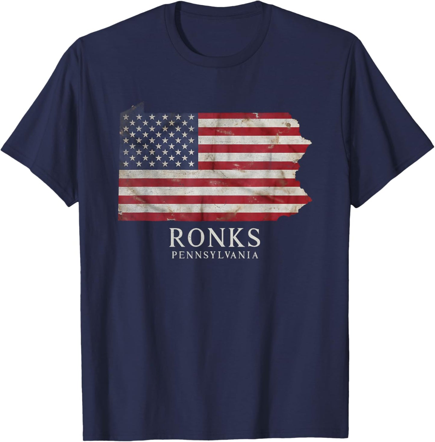 Ronks Pennsylvania USA Flag State Heritage Design T-Shirt - T-Shirt | Navy