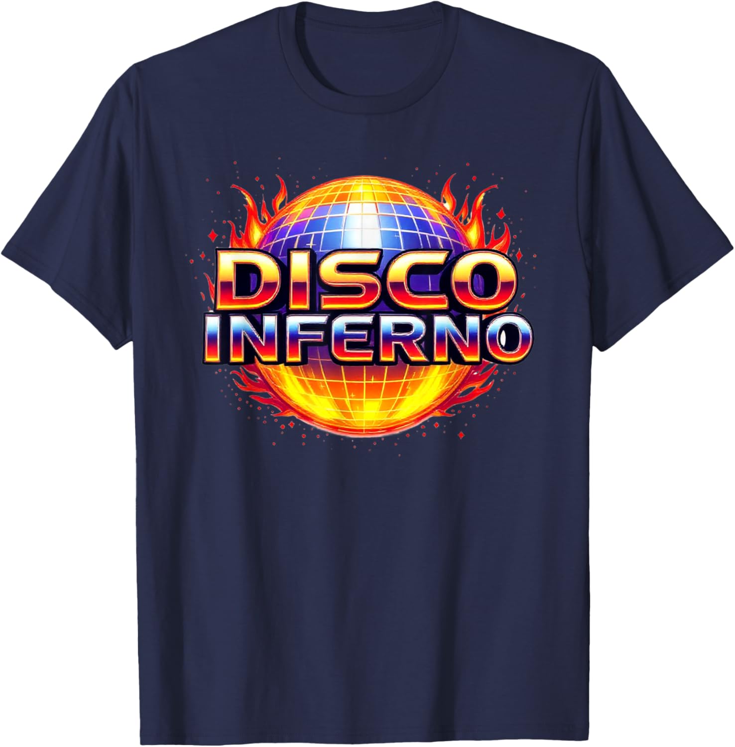 Disco Inferno: 70s Retro Groove, Funk, and Fire T-Shirt - T-Shirt | Navy