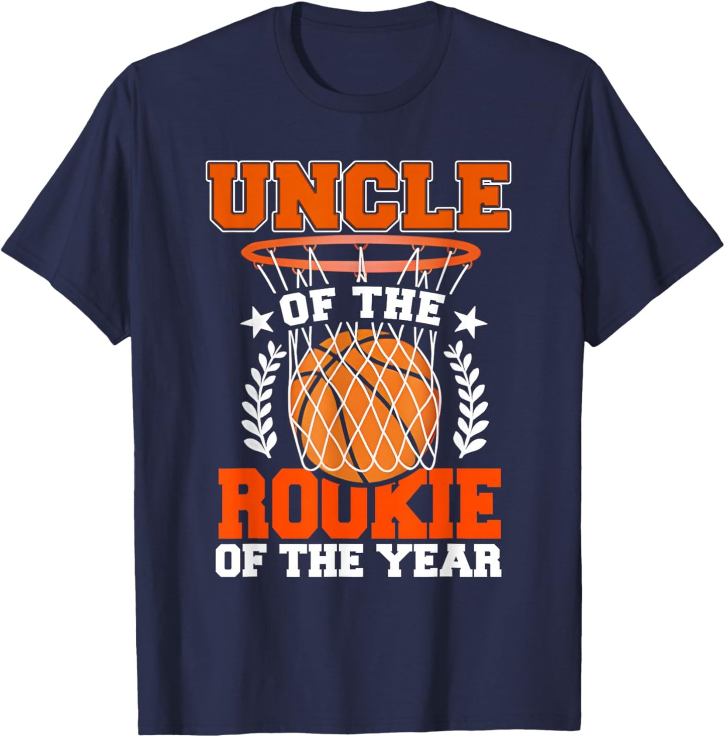 Uncle of Rookie 1st Basketball Bday Theme Matching T-Shirt - T-Shirt | Navy