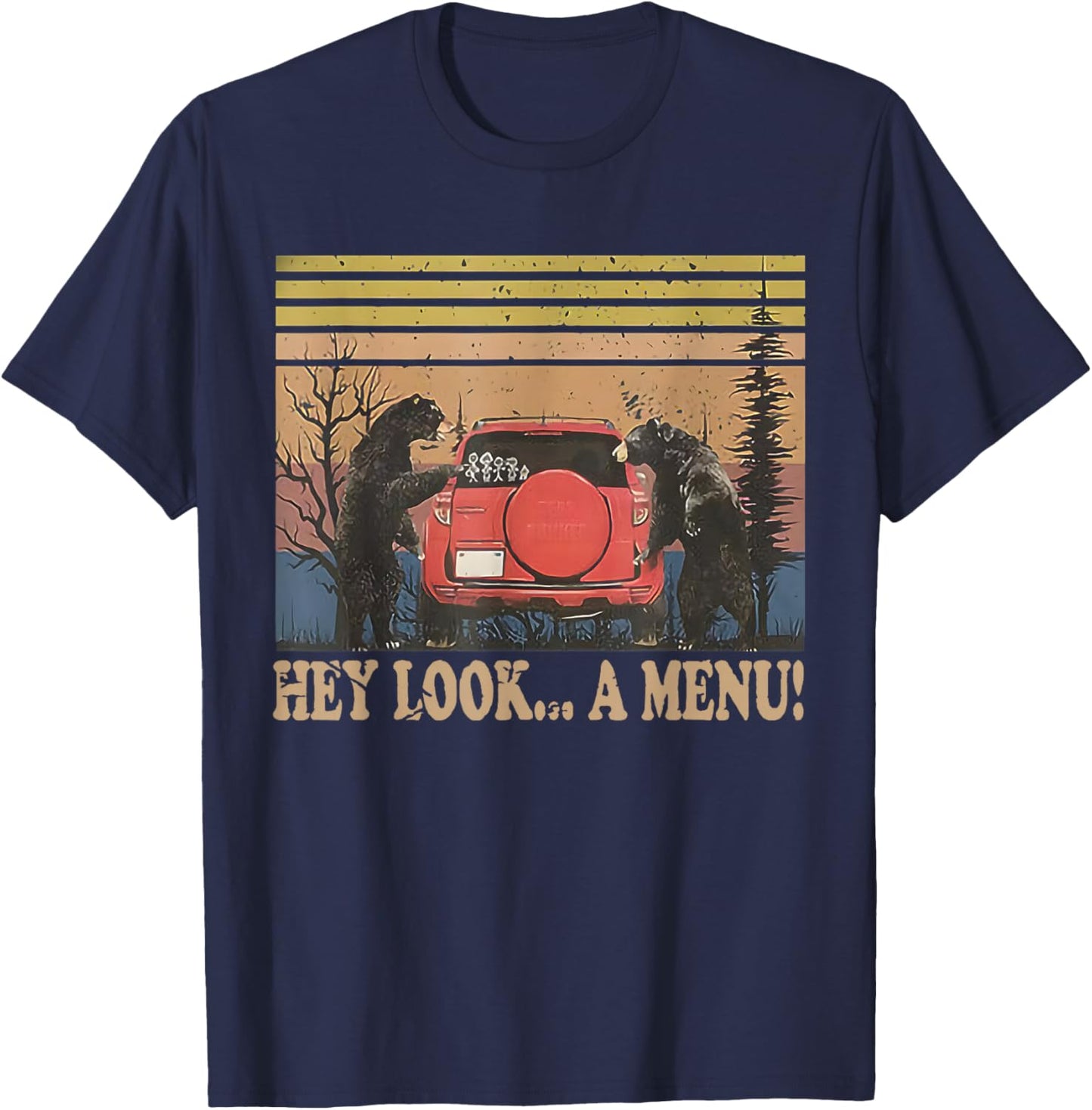 Hey Look A Menu Funny Camping Bear T-Shirt - T-Shirt | Navy