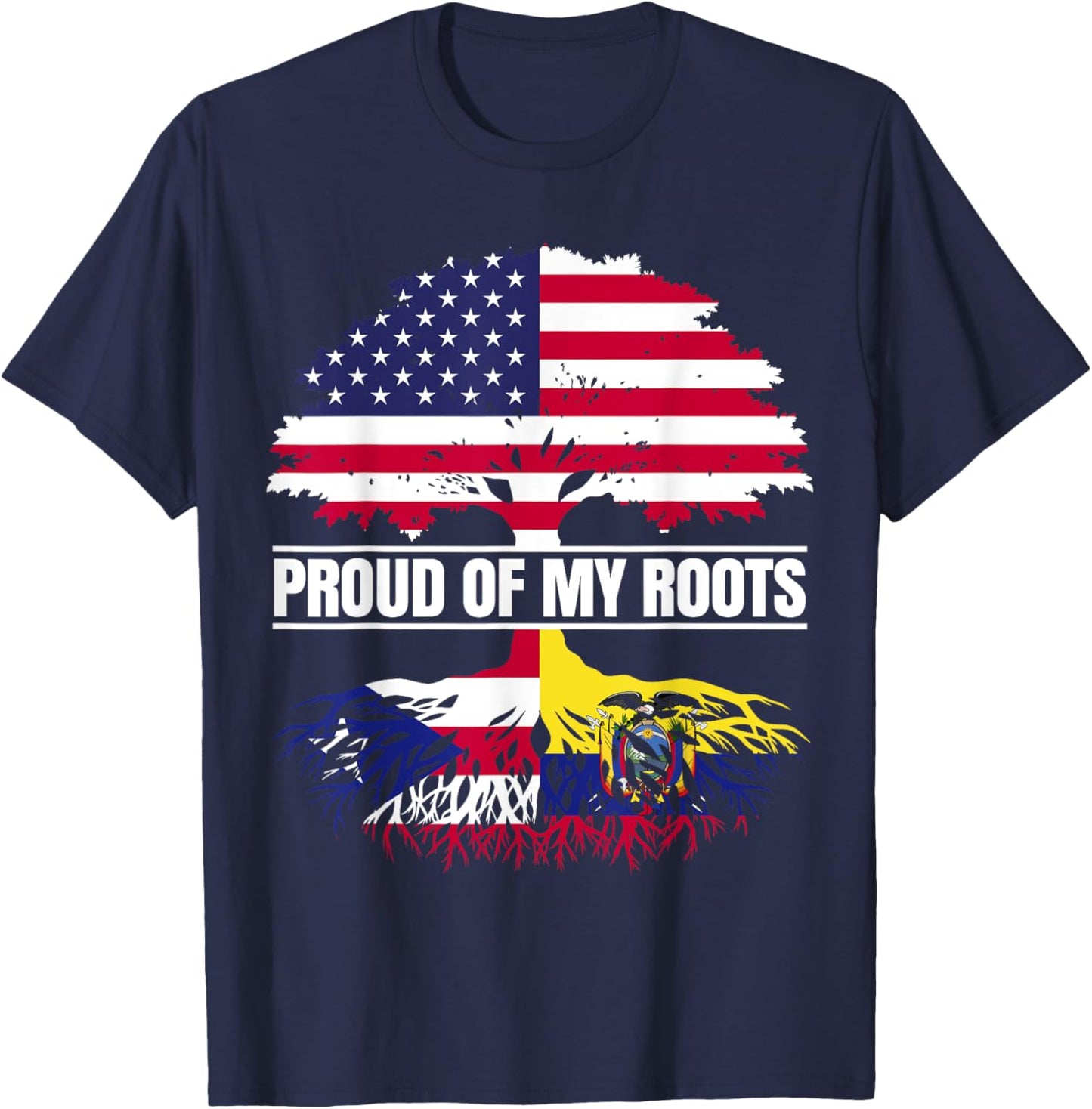 Boricua Ecuador Mix Proud of Roots Puerto Rican Ecuadorian T-Shirt - T-Shirt | Navy