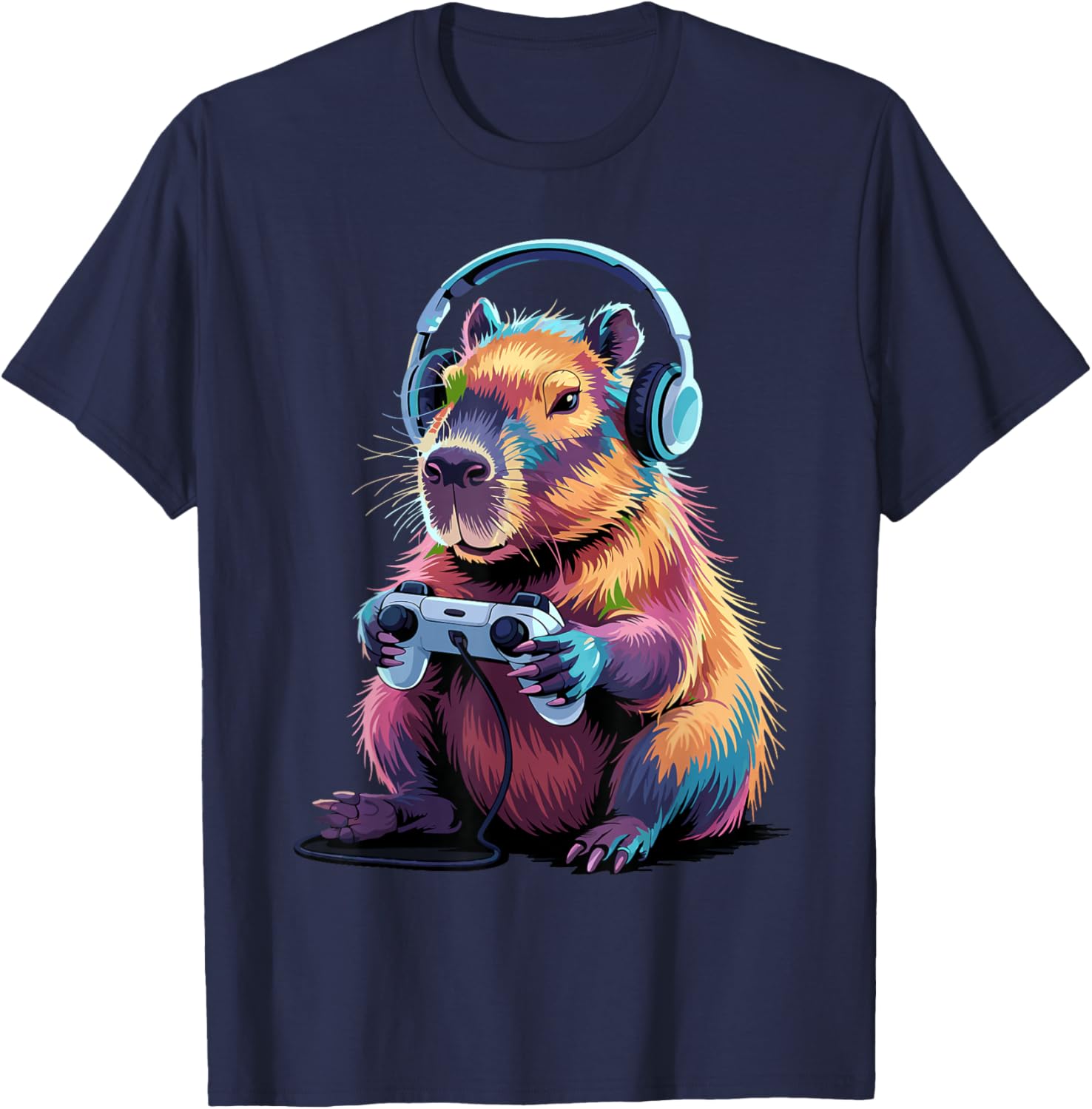 Lustiges Capybara Gamers Tierspiel für Jungen und Mädchen T-Shirt - T-Shirt | Navy