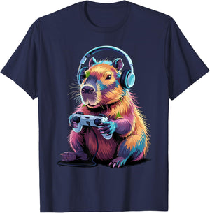 Lustiges Capybara Gamers Tierspiel für Jungen und Mädchen T-Shirt - T-Shirt | Navy