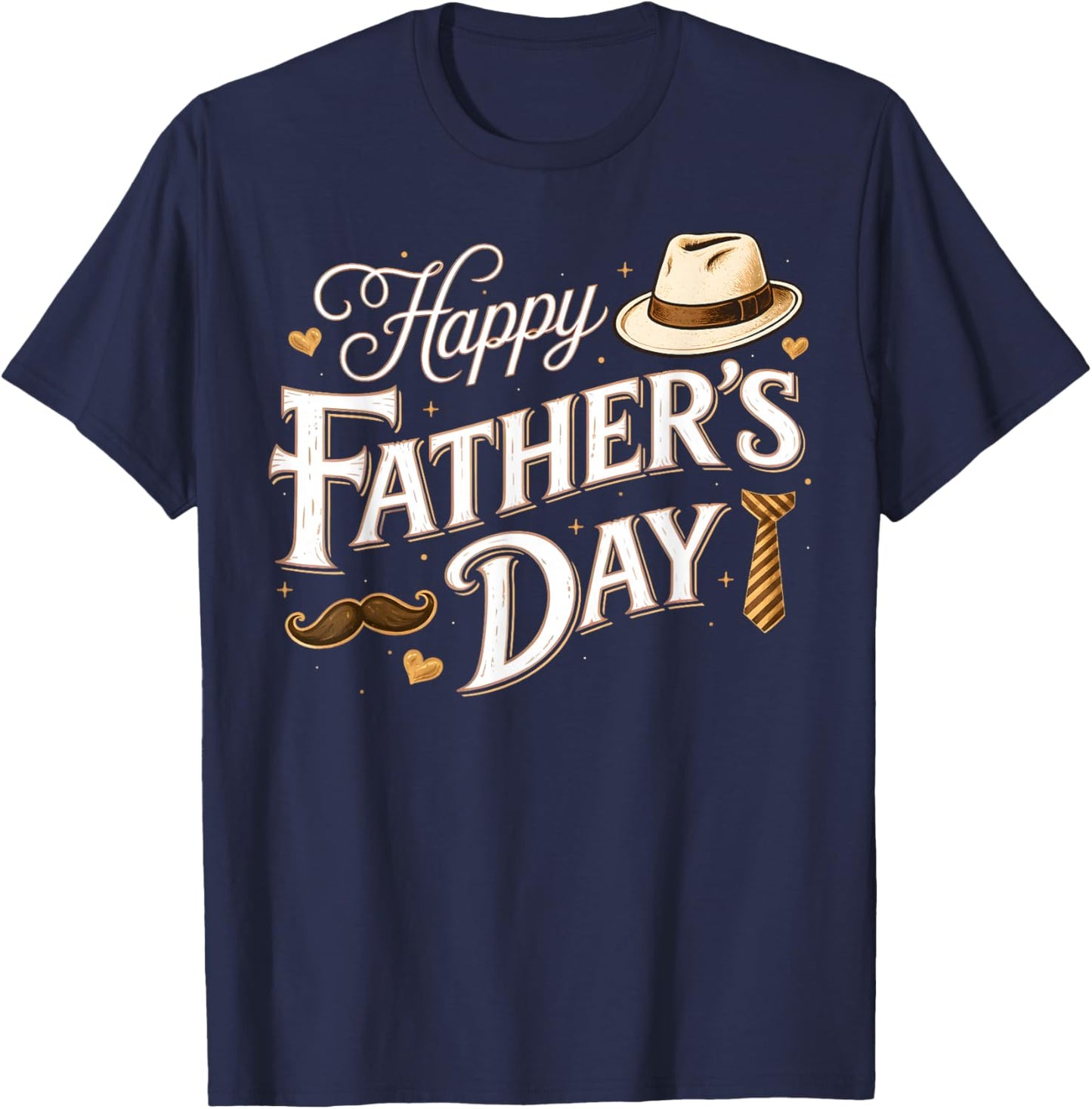 Happy Fathers Day Classic Vintage Retro Dad Grandpa Papa Men T-Shirt - T-Shirt | Navy
