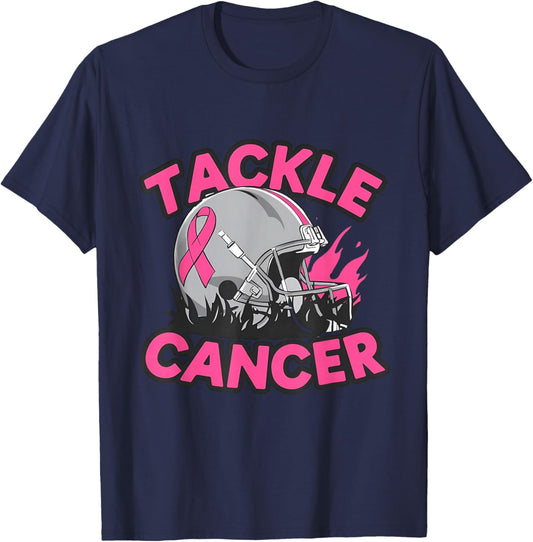 Tackle Breast Cancer Awareness American Football T-Shirt - T-Shirt | Navy