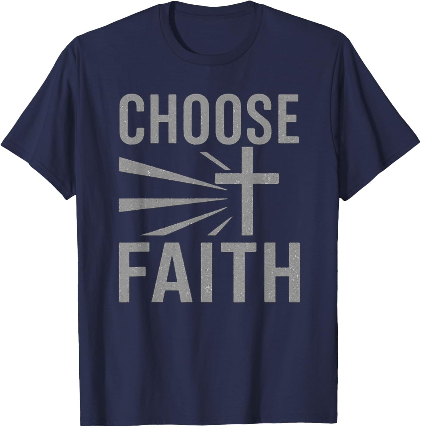 Spiritual Choose Faith Christian Novelty Graphic T-Shirt - T-Shirt | Navy