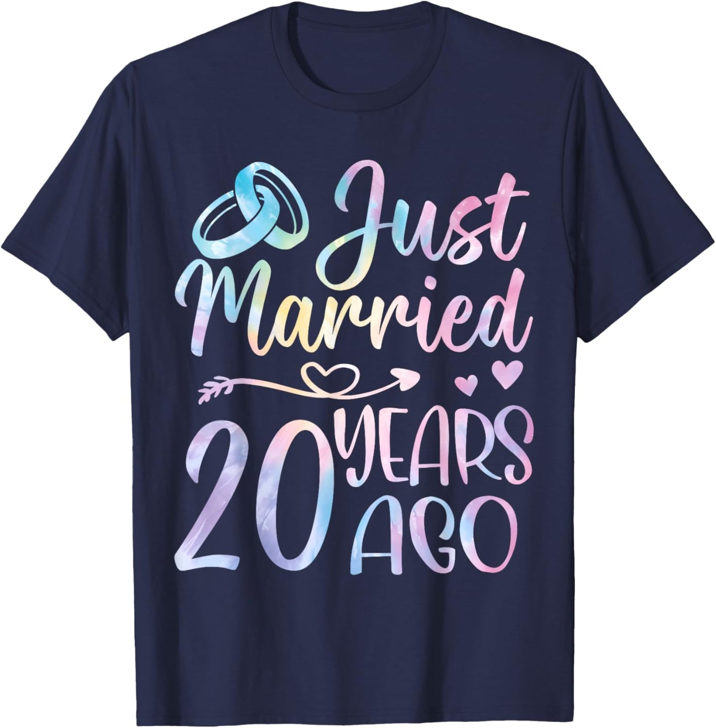 Just Married 20 Years Ago Couple 20th Wedding Anniversary T-Shirt - T-Shirt | Navy