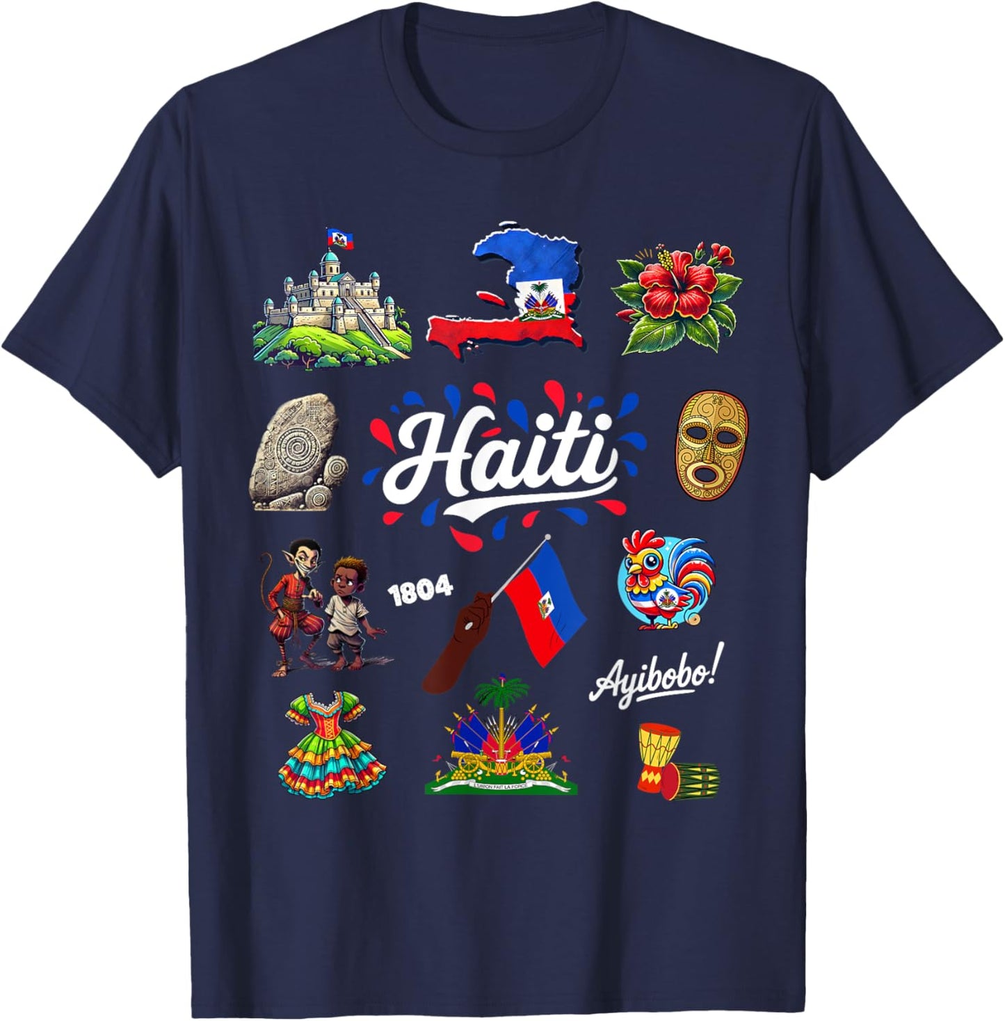 Haitian Pride Culture Heritage Outfit Idea Haiti Flag kids T-Shirt - T-Shirt | Navy