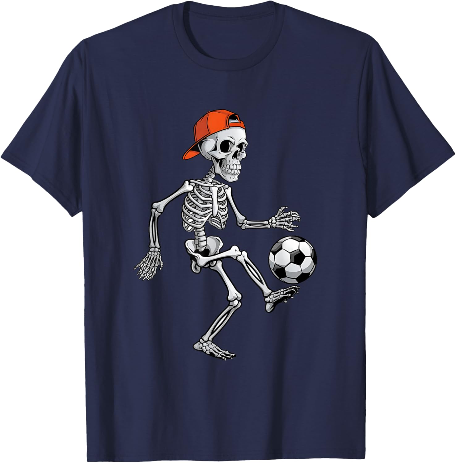 Skeleton Soccer Halloween Costume Funny Men Boys Kids T-Shirt - T-Shirt | Navy