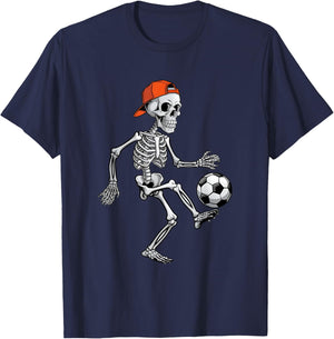Skeleton Soccer Halloween Costume Funny Men Boys Kids T-Shirt - T-Shirt | Navy