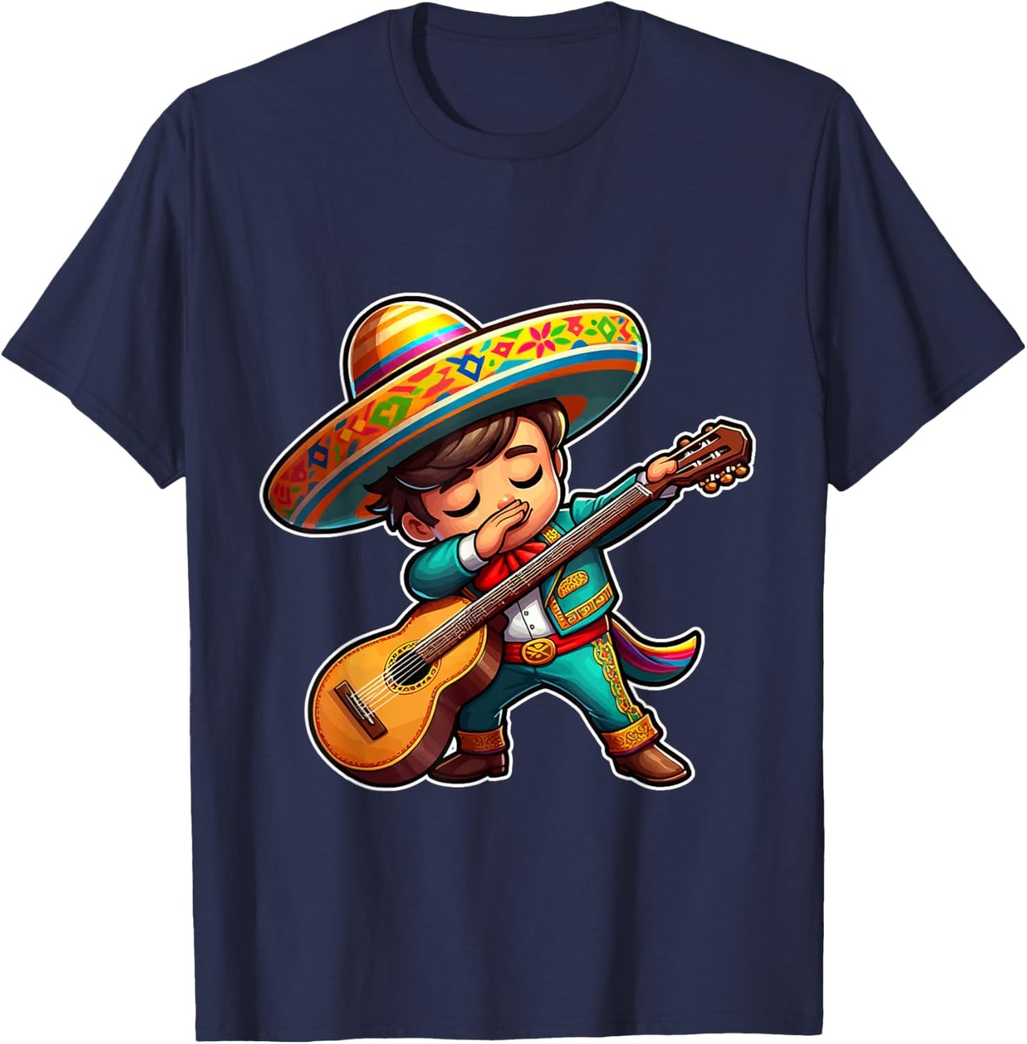 Mariachi boy dabbing with guitar Cinco de Mayo costume kids T-Shirt - T-Shirt | Navy