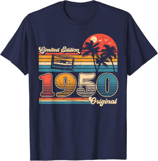 75th Birthday Retro Vintage 1950 Men Women T-Shirt - T-Shirt | Navy