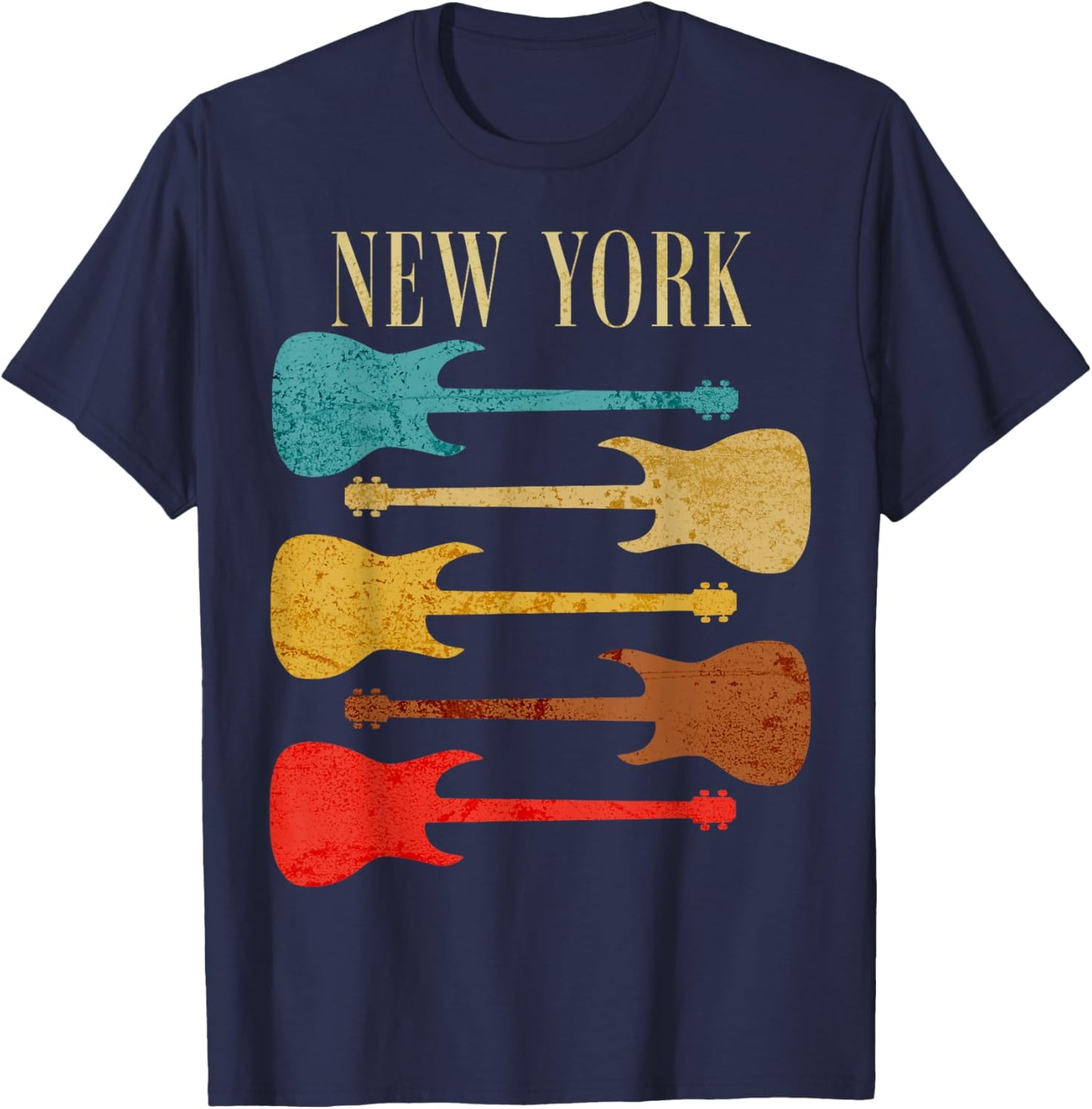 New York Concert Rock Music Festival New York City Guitars T-Shirt - T-Shirt | Navy