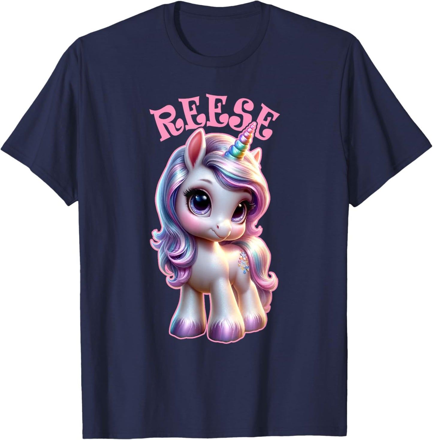 Reese Cute Unicorn Design for Girls Name Reese T-Shirt - T-Shirt | Navy