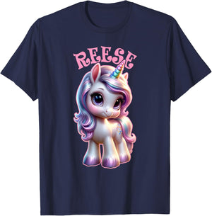 Reese Cute Unicorn Design for Girls Name Reese T-Shirt - T-Shirt | Navy