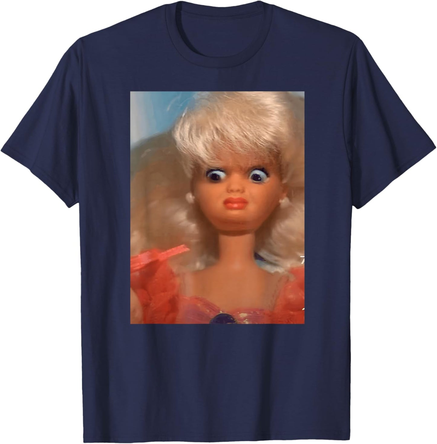 Disgusting Doll Meme Face T-Shirt - T-Shirt | Navy
