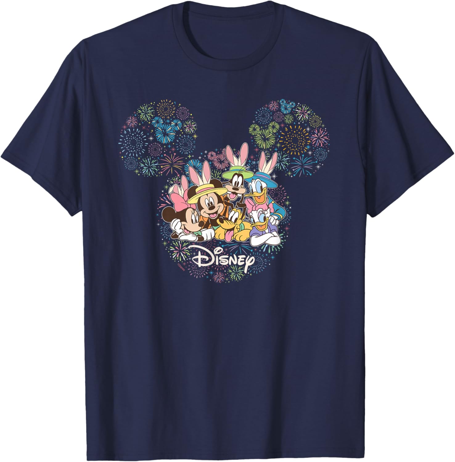 Disney Mickey & Friends Easter Fireworks Icon Vacation Trip T-Shirt - T-Shirt | Navy