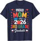 Proud Mom of A 2026 3rd Grade Graduate Graduation T-Shirt - T-Shirt | Navy