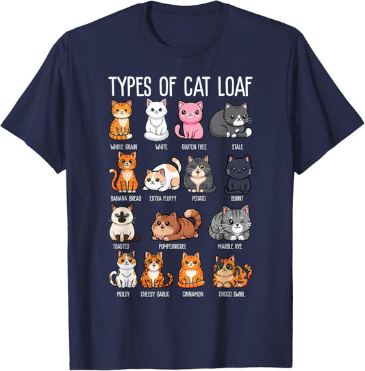 Types of Cat Loaf Cats Cute Kitten Lover Men Women Girl Kids T-Shirt - T-Shirt | Navy