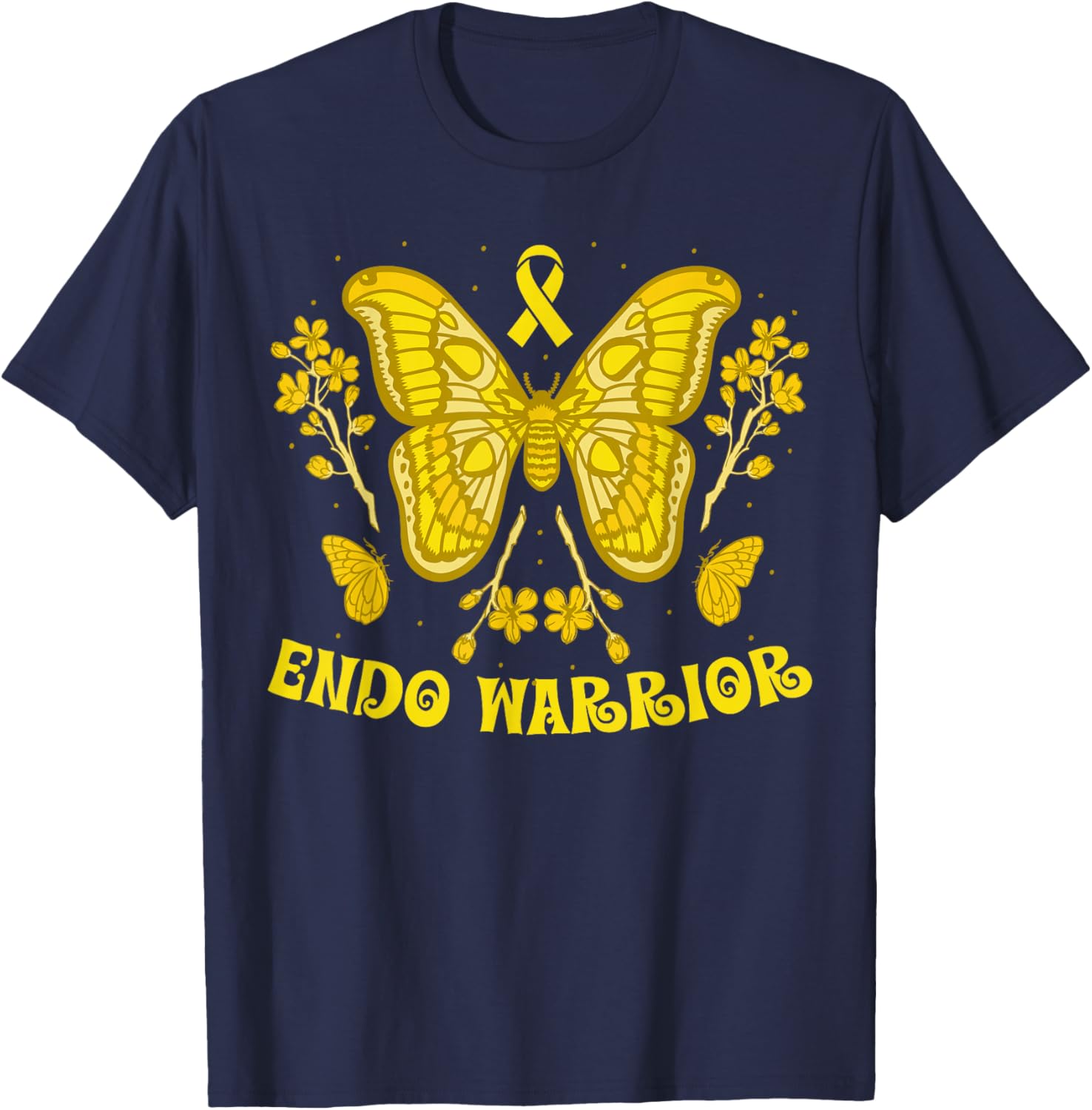 Endo Warrior Butterfly Endometriosis Awareness Month T-Shirt - T-Shirt | Navy