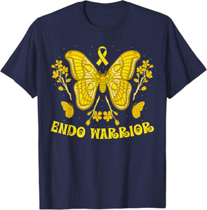 Endo Warrior Butterfly Endometriosis Awareness Month T-Shirt - T-Shirt | Navy