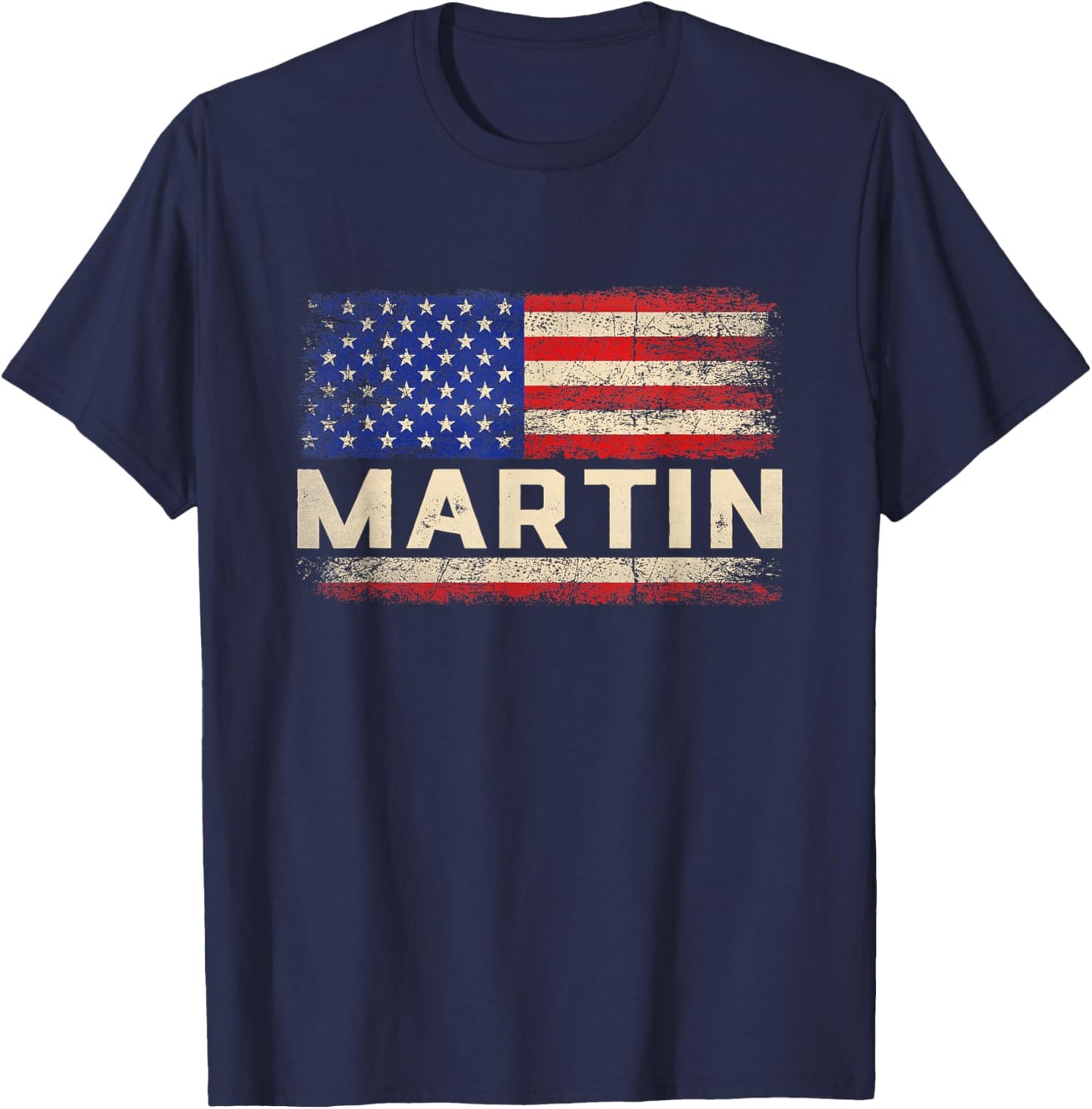 Martin Last Name Shirt Martin Name American Flag T-Shirt - T-Shirt | Navy
