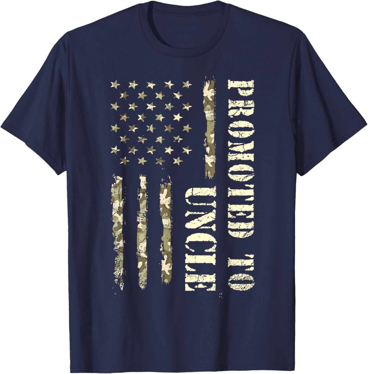 Promoted To Uncle, First Time Uncle American Flag Patriotic T-Shirt - T-Shirt | Navy