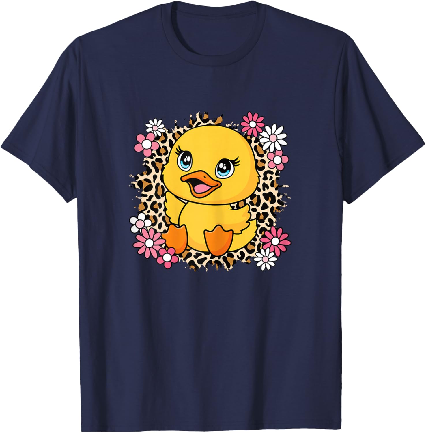 Cute Duck Flowers Duck Lover Women Girls Kids T-Shirt - T-Shirt | Navy