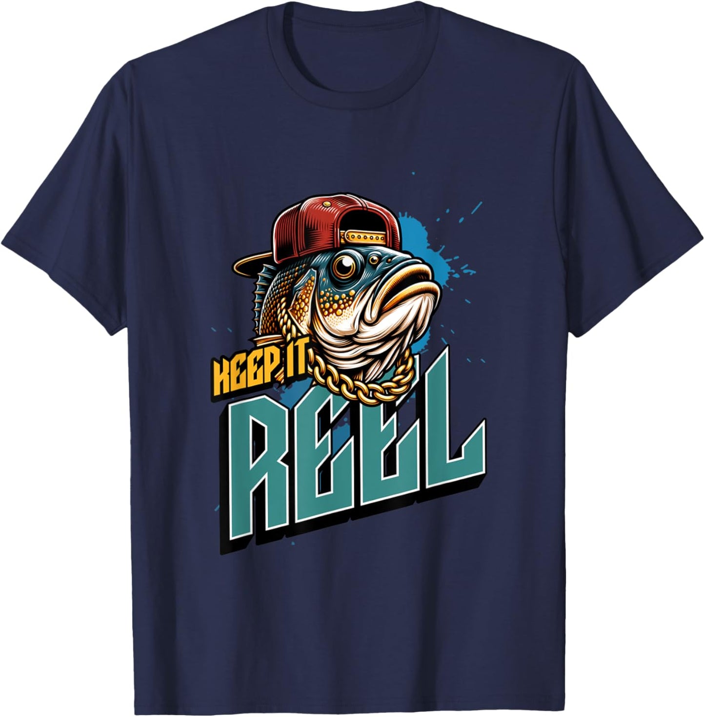 Keep It Reel Casual Funny Fishing Outdoorsmen T-Shirt - T-Shirt | Navy