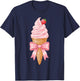 Coquette Ice Cream Cone Bow Shirt Women, Cute Mother Day T-Shirt - T-Shirt | Navy