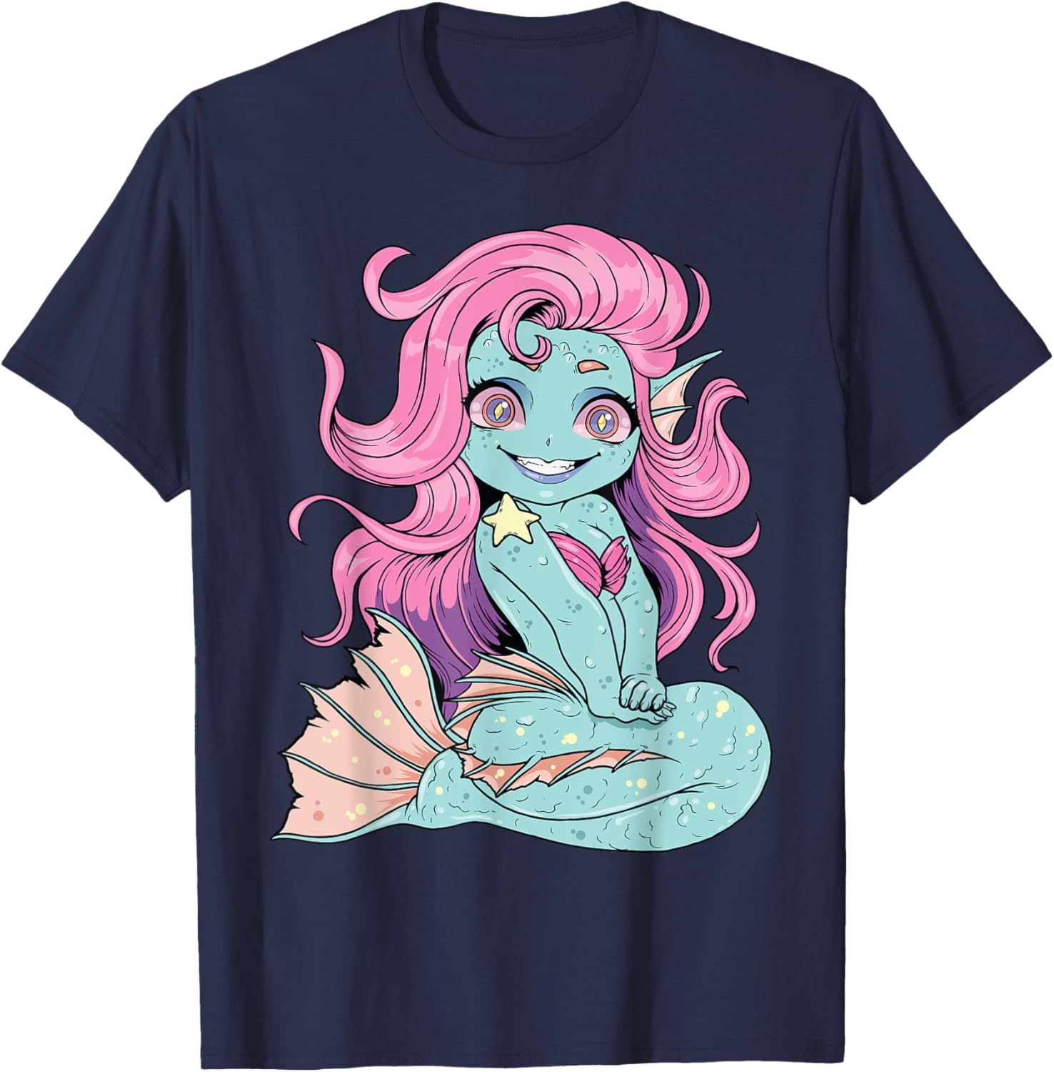 Pastel Goth Mermaid Shirt Kawaii Zombie Mermaid Cute Witchy T-Shirt - T-Shirt | Navy